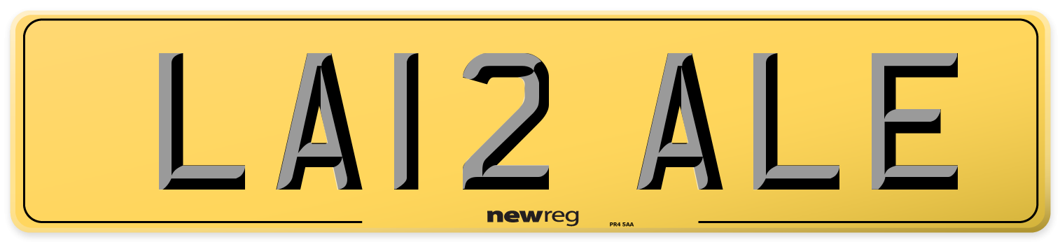 LA12 ALE Rear Number Plate