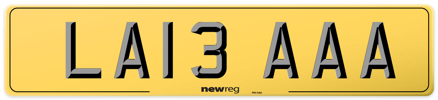 LA13 AAA Rear Number Plate