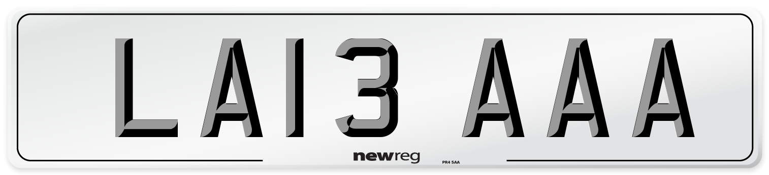 LA13 AAA Front Number Plate