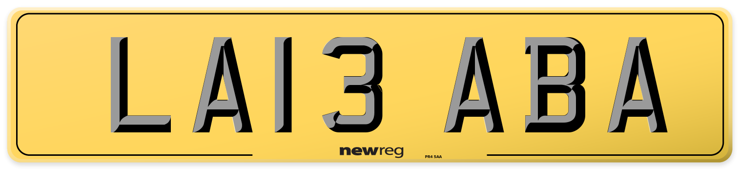 LA13 ABA Rear Number Plate