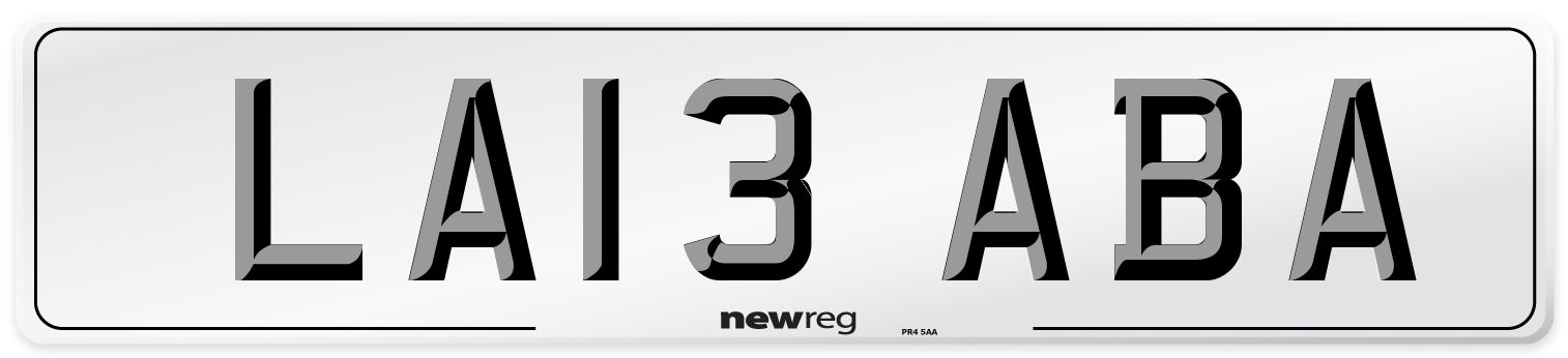 LA13 ABA Front Number Plate