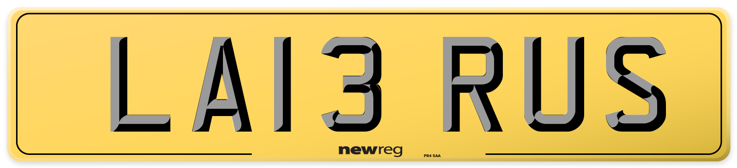 LA13 RUS Rear Number Plate