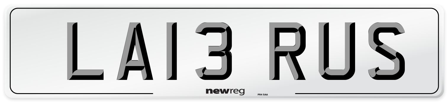 LA13 RUS Front Number Plate