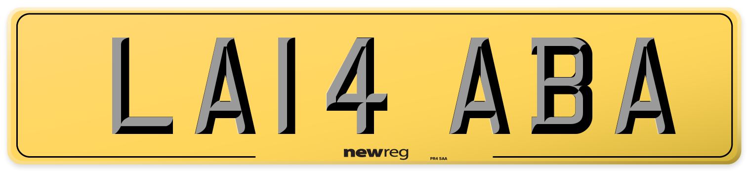 LA14 ABA Rear Number Plate
