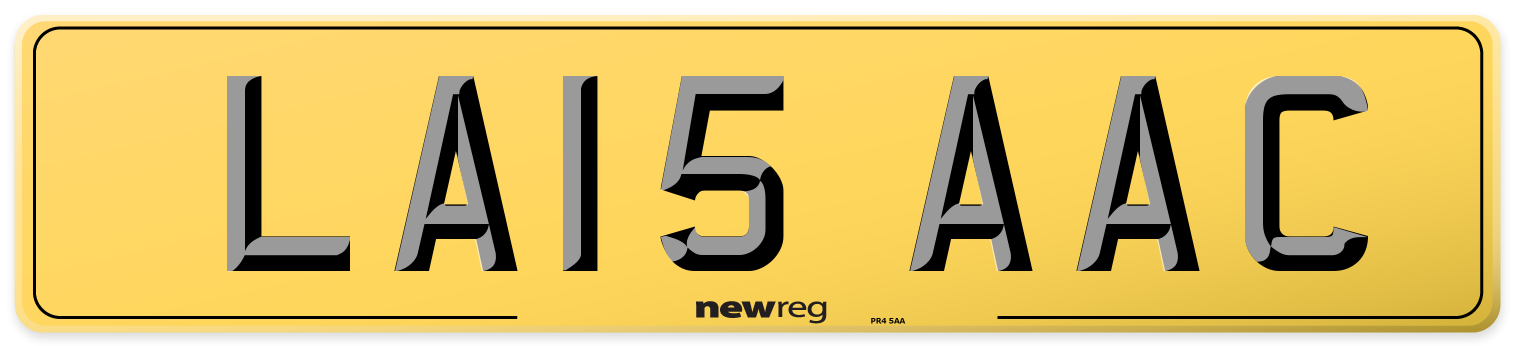 LA15 AAC Rear Number Plate