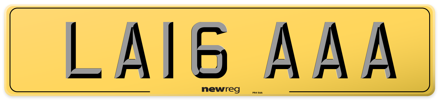LA16 AAA Rear Number Plate