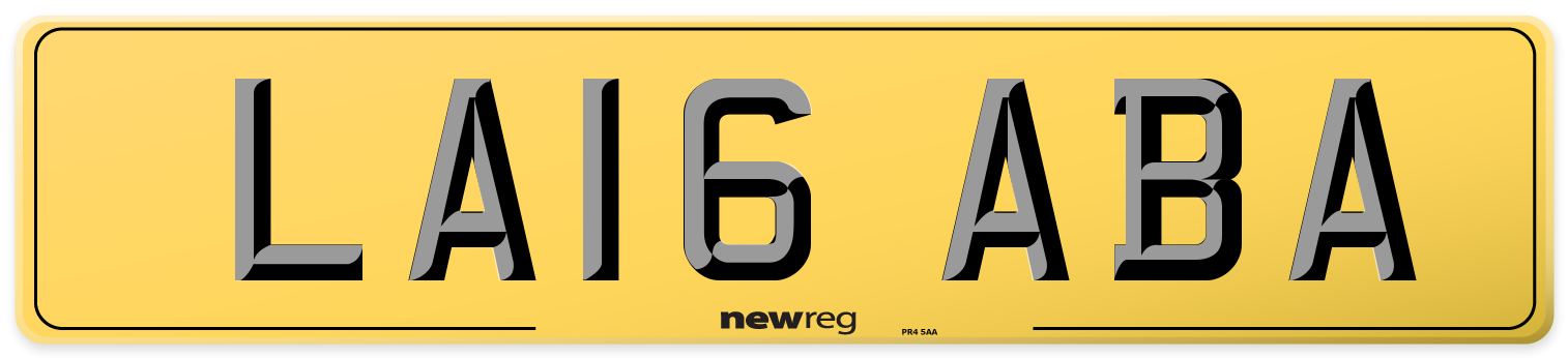 LA16 ABA Rear Number Plate