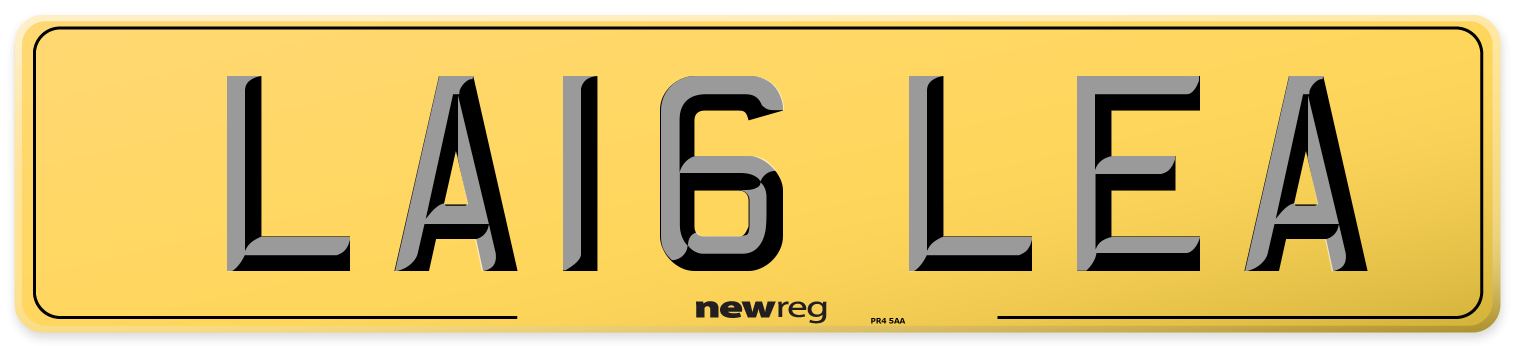 LA16 LEA Rear Number Plate