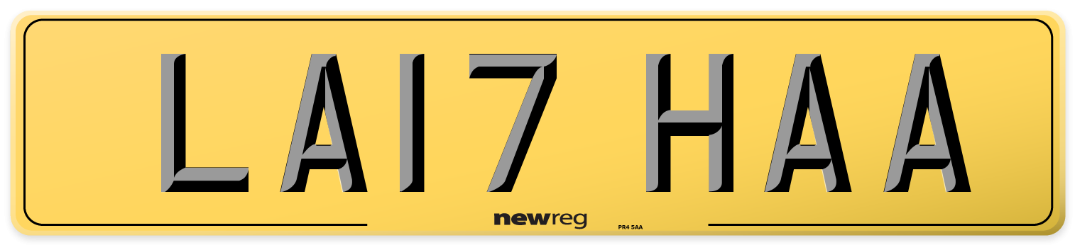 LA17 HAA Rear Number Plate