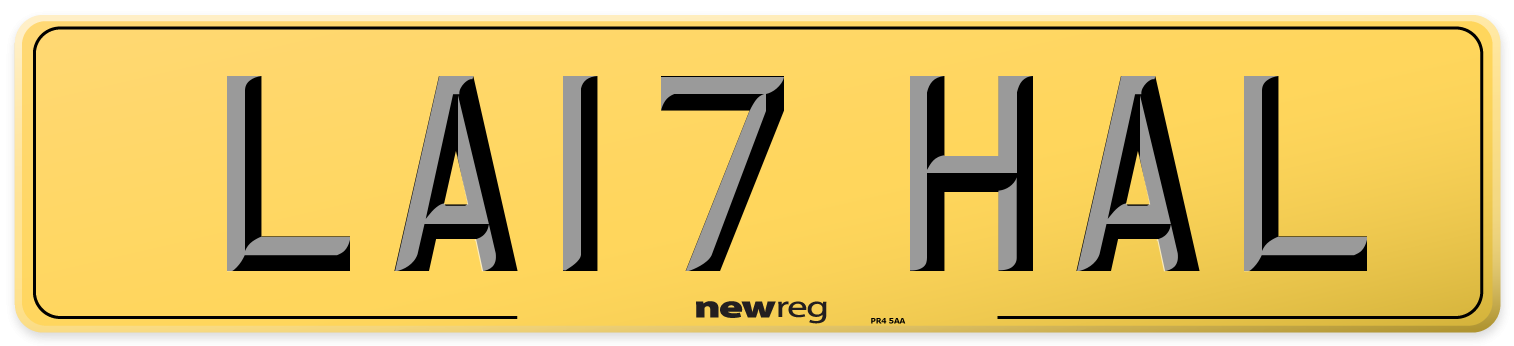LA17 HAL Rear Number Plate