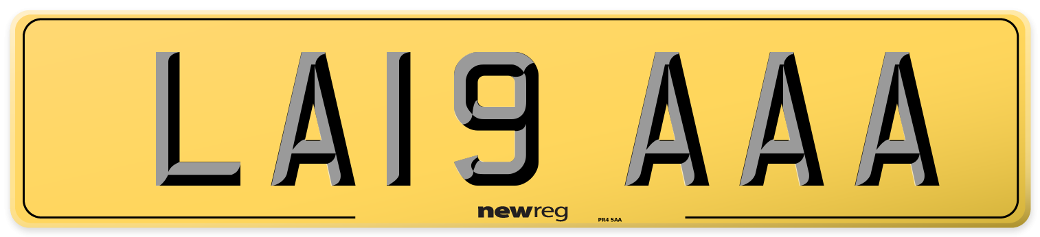 LA19 AAA Rear Number Plate
