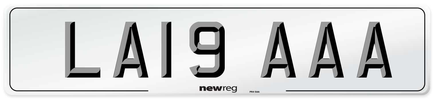 LA19 AAA Front Number Plate