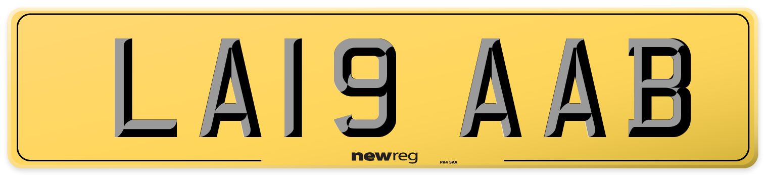 LA19 AAB Rear Number Plate