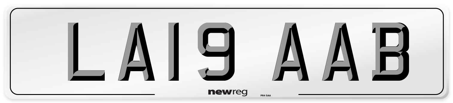LA19 AAB Front Number Plate