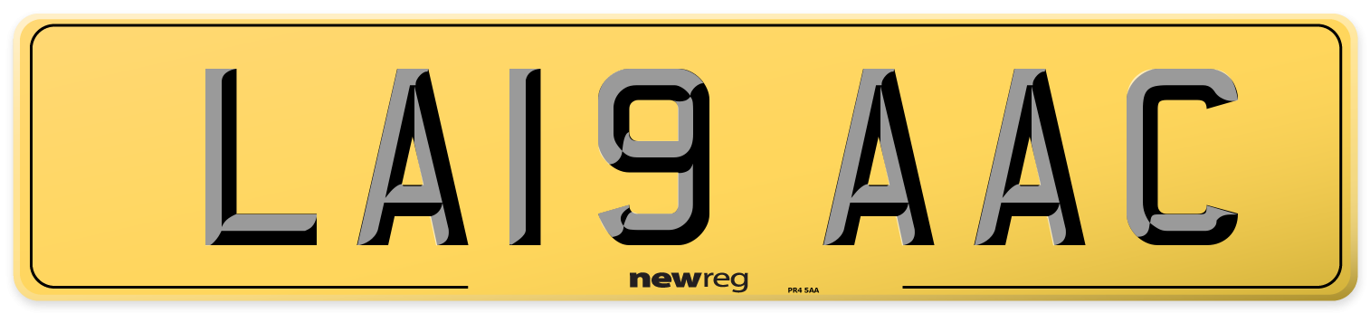 LA19 AAC Rear Number Plate