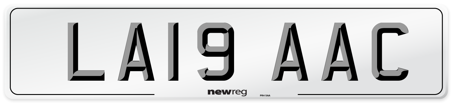 LA19 AAC Front Number Plate