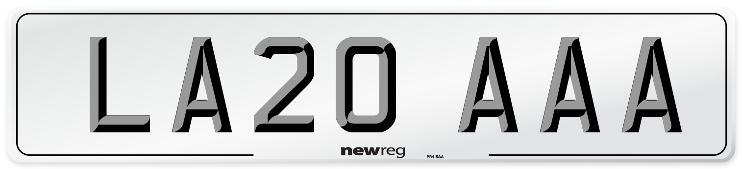 LA20 AAA Front Number Plate