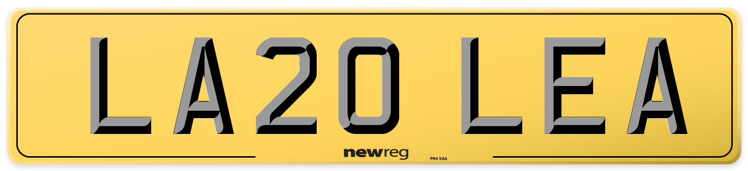 LA20 LEA Rear Number Plate