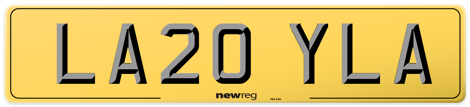 LA20 YLA Rear Number Plate