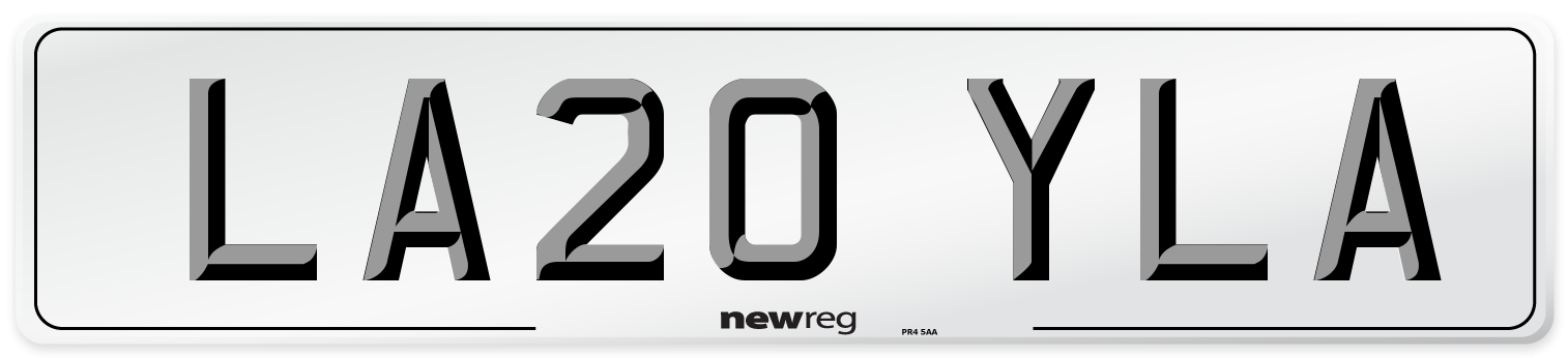 LA20 YLA Front Number Plate
