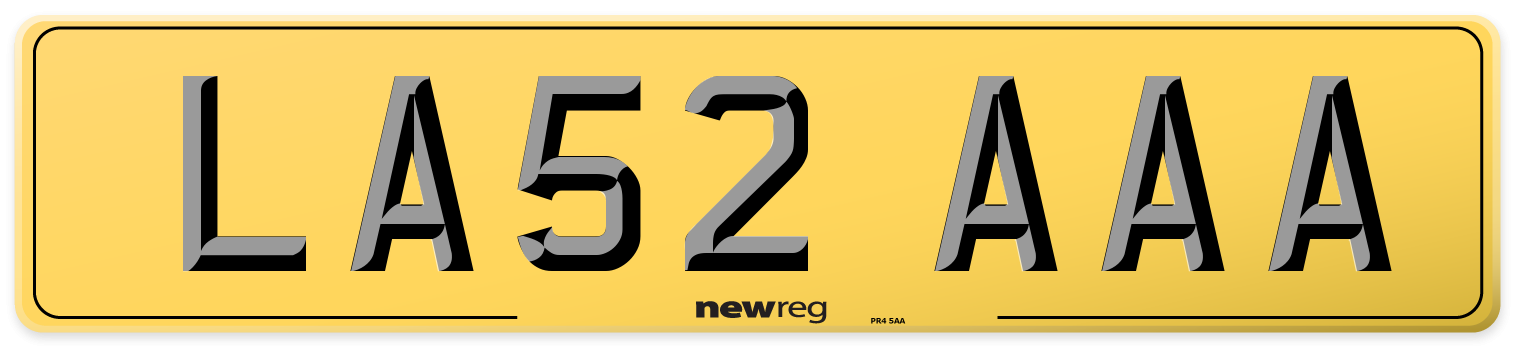 LA52 AAA Rear Number Plate