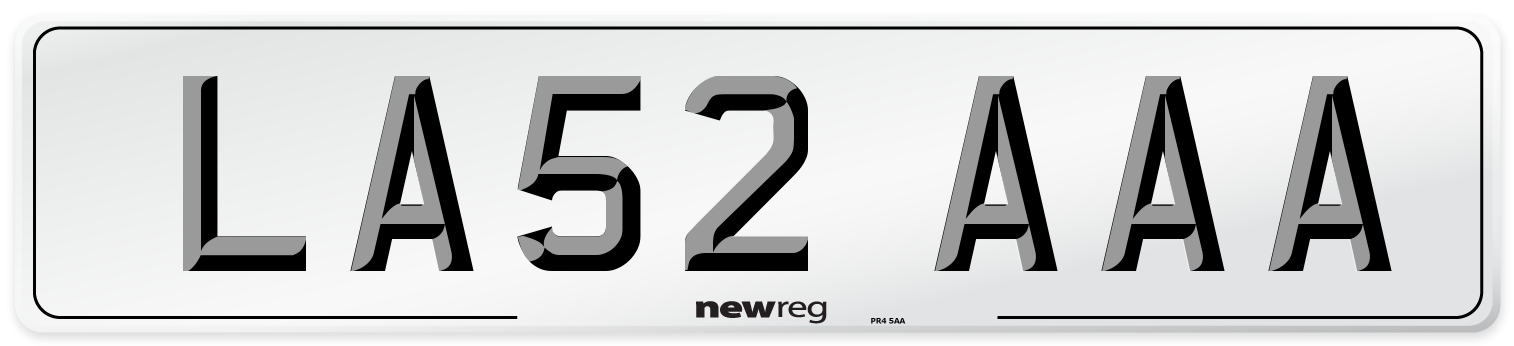 LA52 AAA Front Number Plate