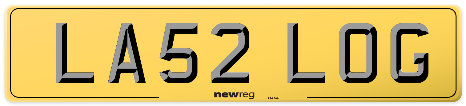 LA52 LOG Rear Number Plate