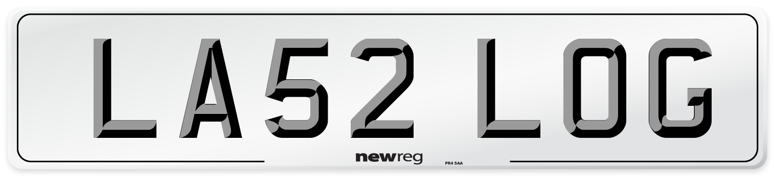 LA52 LOG Front Number Plate