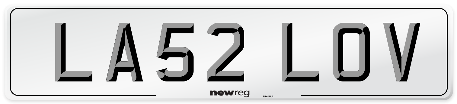 LA52 LOV Front Number Plate