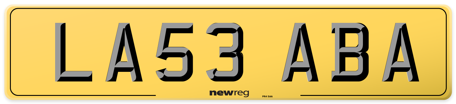 LA53 ABA Rear Number Plate