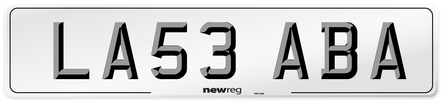 LA53 ABA Front Number Plate
