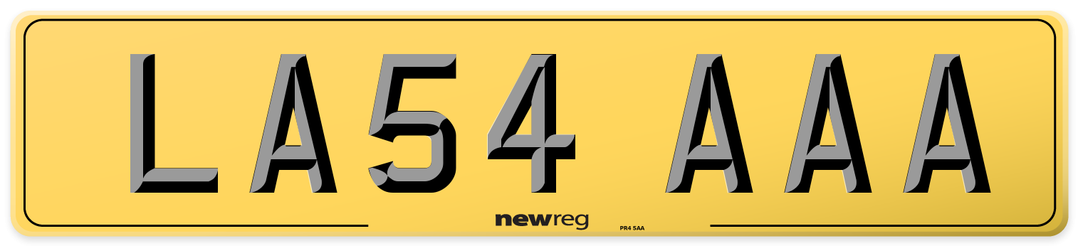 LA54 AAA Rear Number Plate
