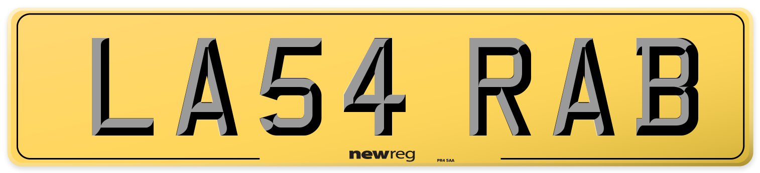 LA54 RAB Rear Number Plate