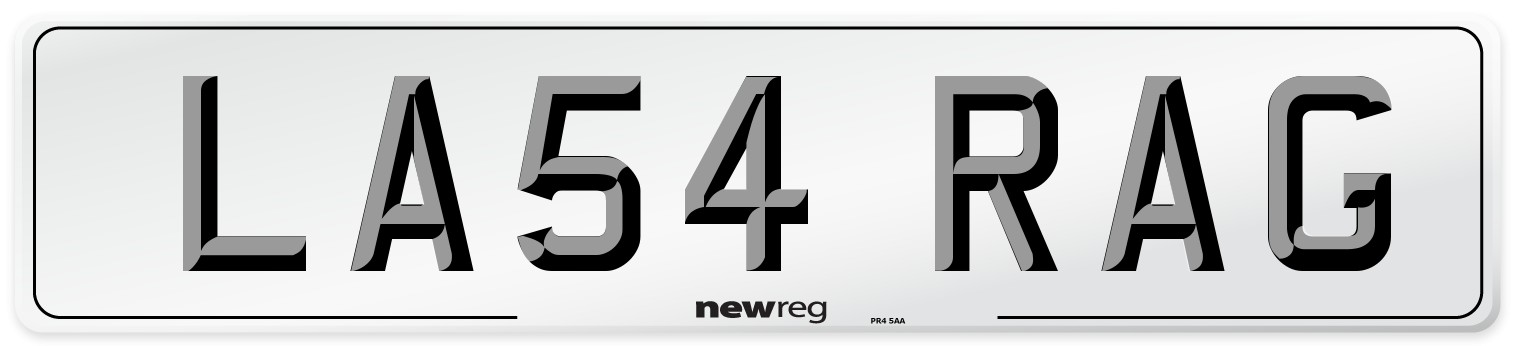LA54 RAG Front Number Plate