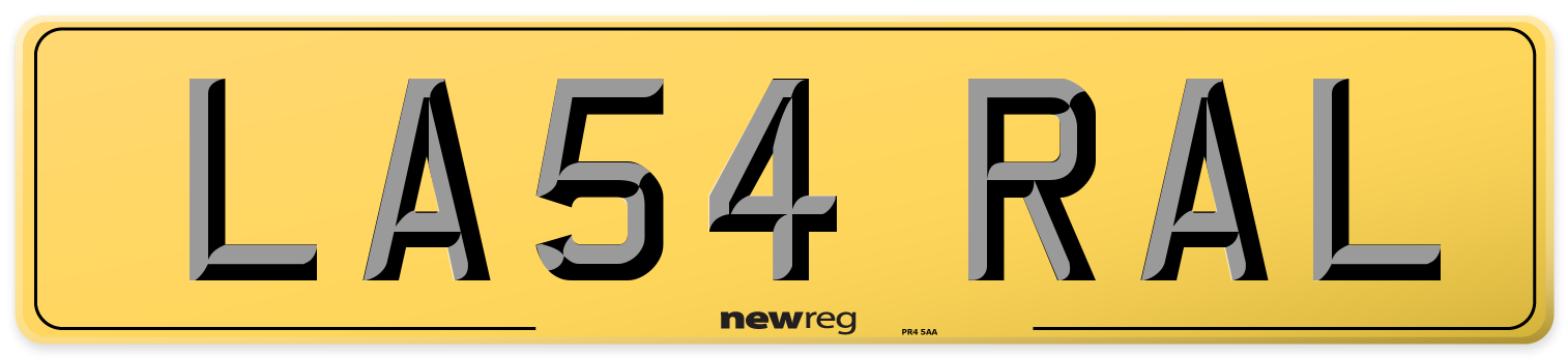 LA54 RAL Rear Number Plate