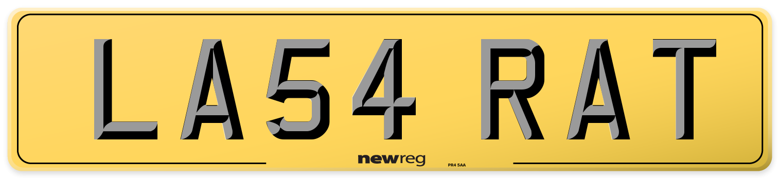 LA54 RAT Rear Number Plate