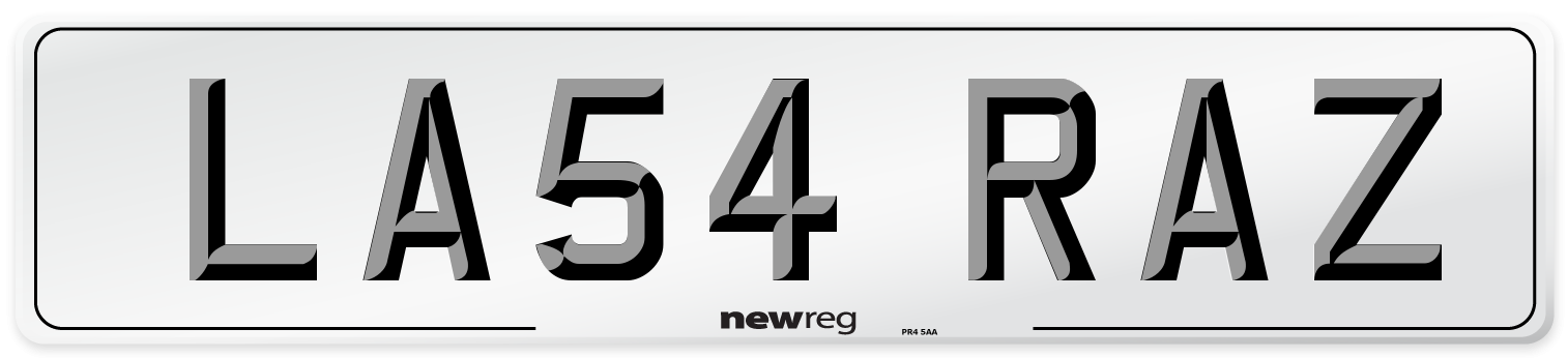 LA54 RAZ Front Number Plate