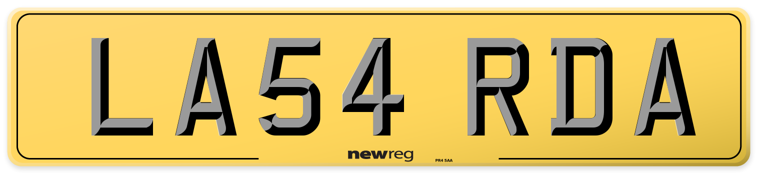 LA54 RDA Rear Number Plate
