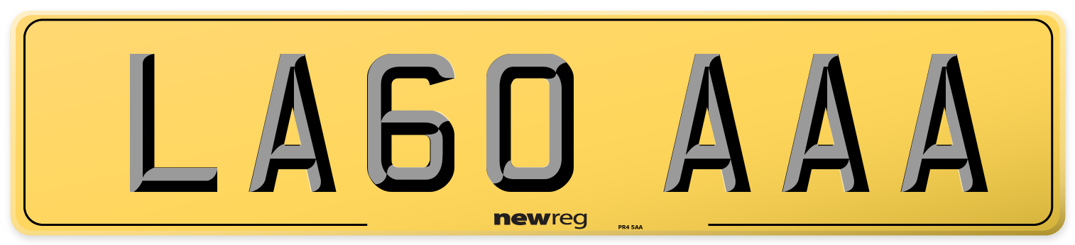 LA60 AAA Rear Number Plate