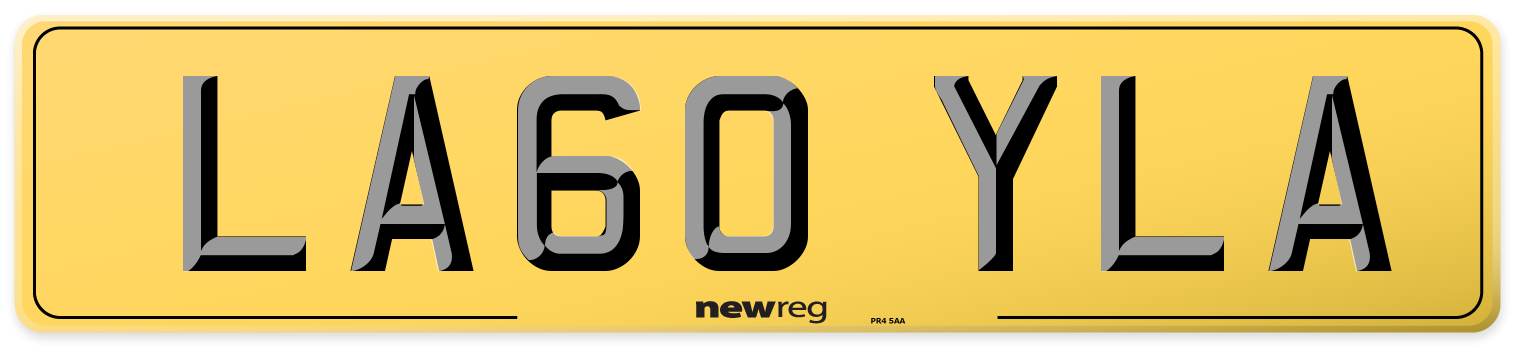 LA60 YLA Rear Number Plate
