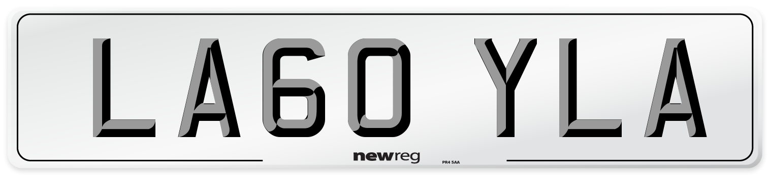 LA60 YLA Front Number Plate