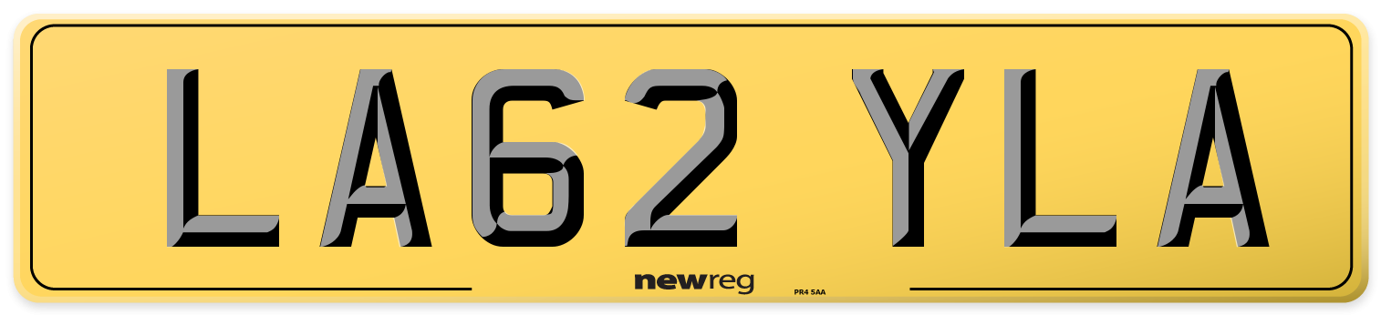 LA62 YLA Rear Number Plate