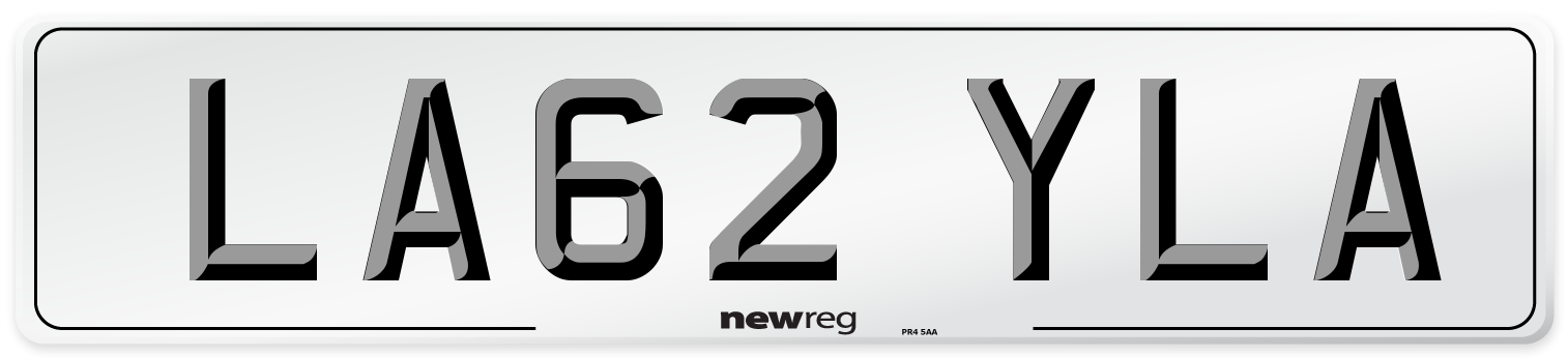 LA62 YLA Front Number Plate
