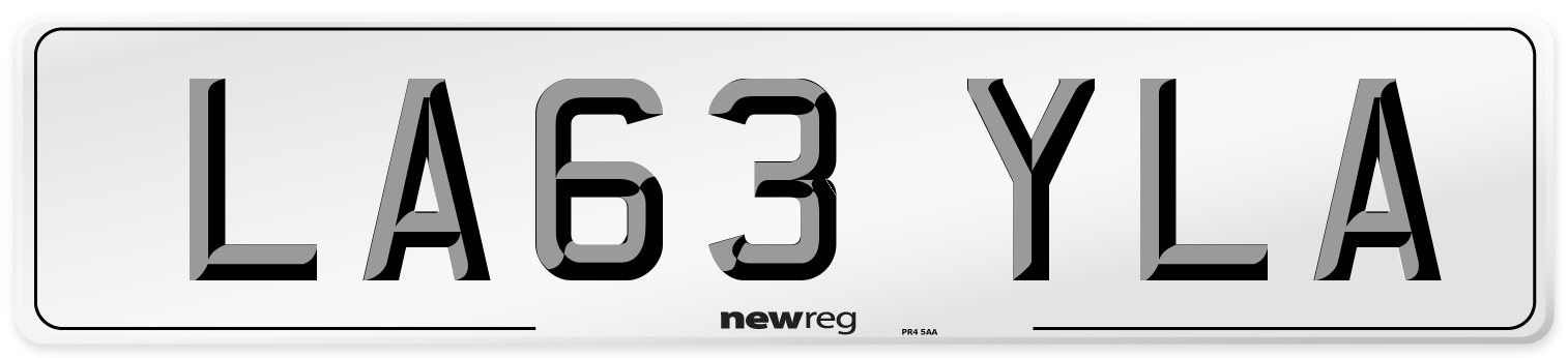 LA63 YLA Front Number Plate