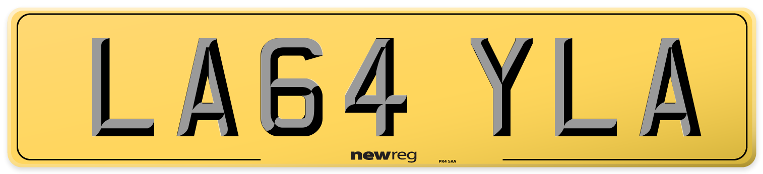 LA64 YLA Rear Number Plate