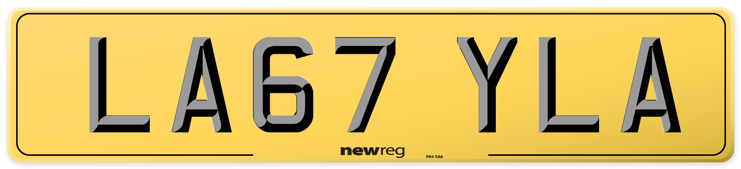 LA67 YLA Rear Number Plate