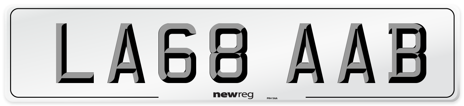 LA68 AAB Front Number Plate
