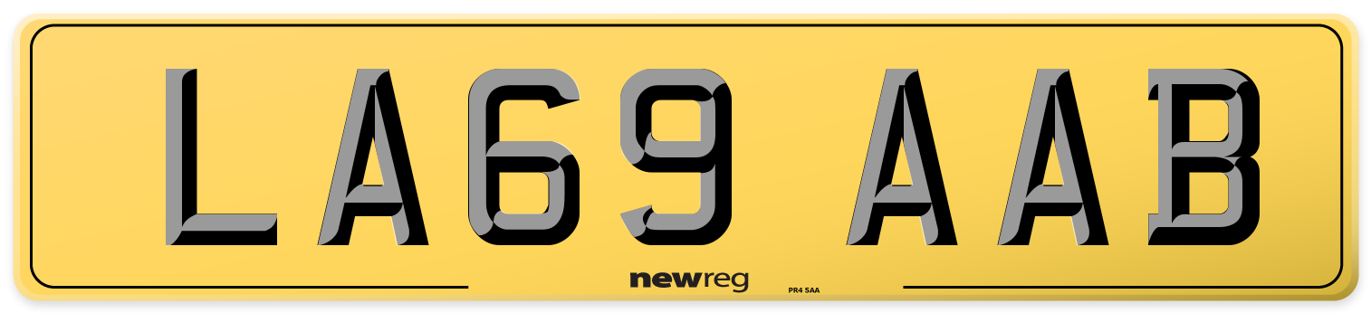 LA69 AAB Rear Number Plate