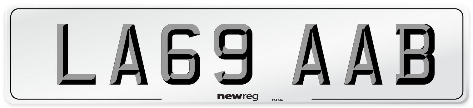LA69 AAB Front Number Plate