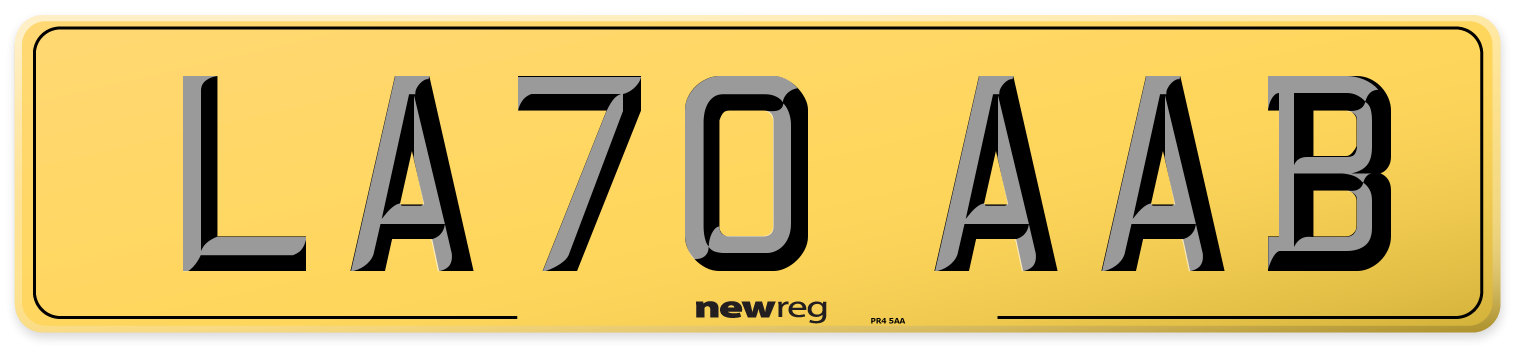 LA70 AAB Rear Number Plate